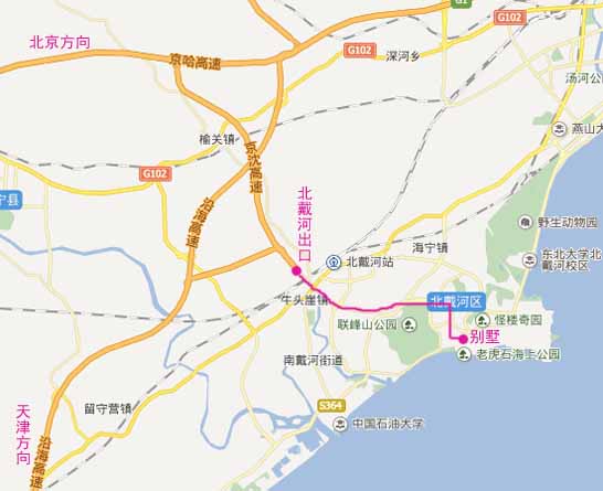 北戴河老虎石海边宾馆,位置，价格，地图